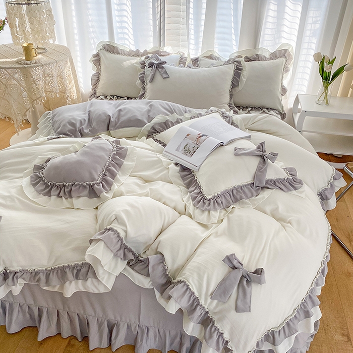 91家纺网 家纺一手货源 找家纺 唐人居 2025新款水洗棉麻梦幻系列 梦幻白灰