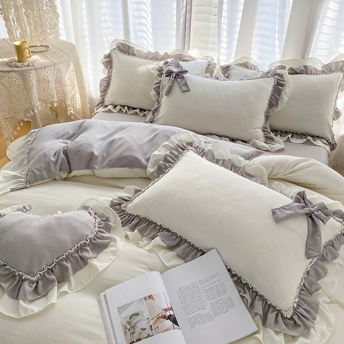 91家纺网 家纺一手货源 找家纺 唐人居 2025新款水洗棉麻梦幻系列 梦幻白灰