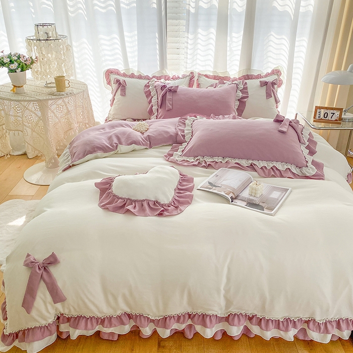 91家纺网 家纺一手货源 找家纺 唐人居 2025新款水洗棉麻梦幻系列 梦幻白紫