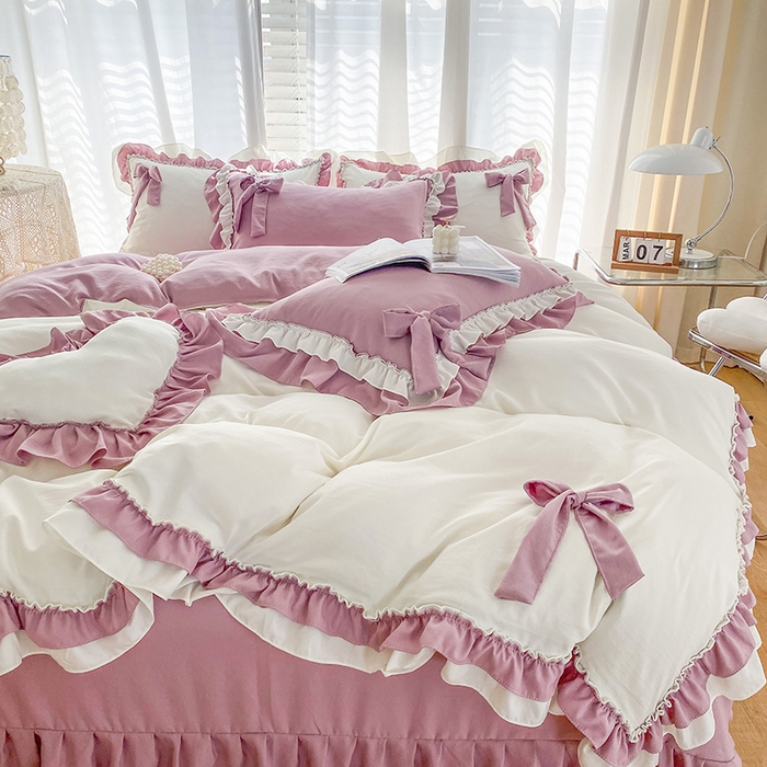 91家纺网 家纺一手货源 找家纺 唐人居 2025新款水洗棉麻梦幻系列 梦幻白紫