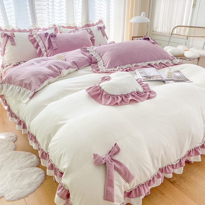 91家纺网 家纺一手货源 找家纺 唐人居 2025新款水洗棉麻梦幻系列 梦幻白紫