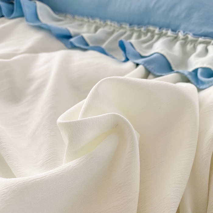 91家纺网 家纺一手货源 找家纺 唐人居 2025新款水洗棉麻梦幻系列 梦幻白蓝