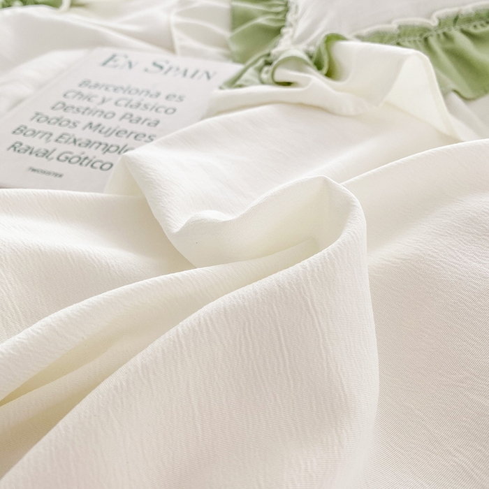 91家纺网 家纺一手货源 找家纺 唐人居 2025新款水洗棉麻梦幻系列 梦幻白绿