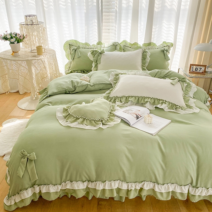 91家纺网 家纺一手货源 找家纺 唐人居 2025新款水洗棉麻梦幻系列 梦幻绿