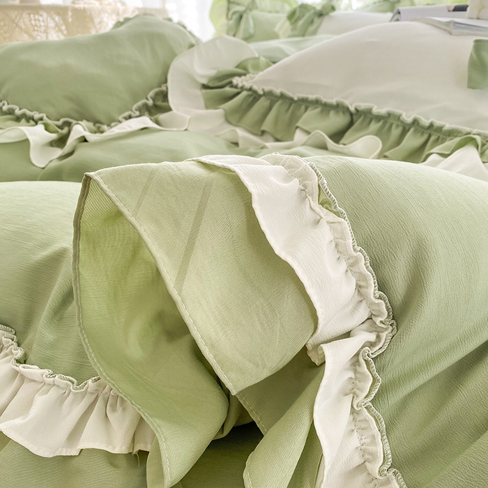 91家纺网 家纺一手货源 找家纺 唐人居 2025新款水洗棉麻梦幻系列 梦幻绿