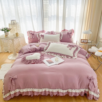 唐人居 2025新款水洗棉麻梦幻系列 梦幻紫