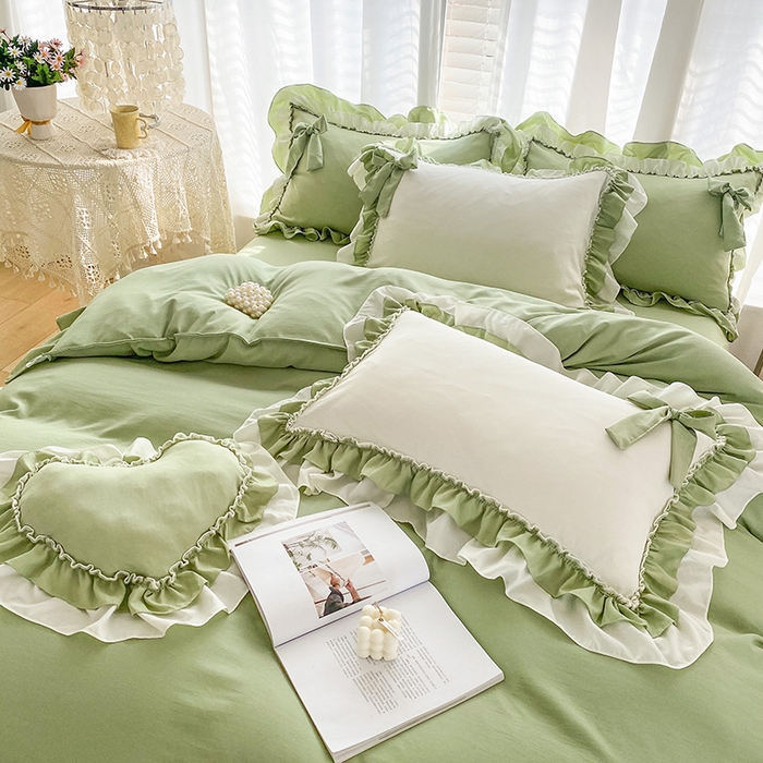 91家纺网 家纺一手货源 找家纺 唐人居 2025新款水洗棉麻梦幻系列 梦幻绿