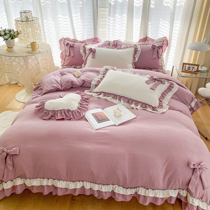 91家纺网 家纺一手货源 找家纺 唐人居 2025新款水洗棉麻梦幻系列 梦幻紫