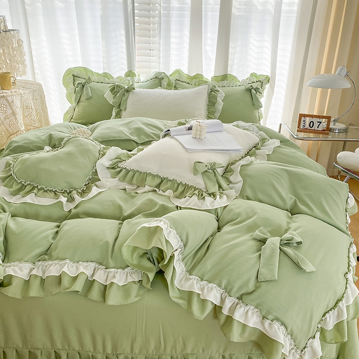 91家纺网 家纺一手货源 找家纺 唐人居 2025新款水洗棉麻梦幻系列 梦幻绿