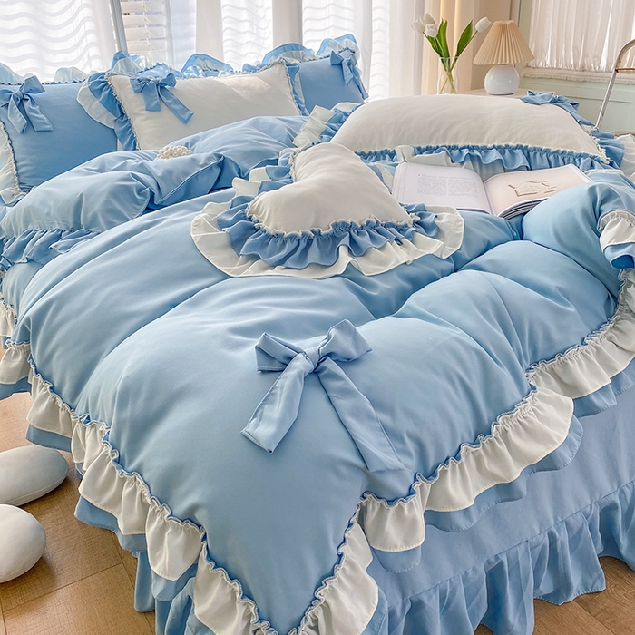 91家纺网 家纺一手货源 找家纺 唐人居 2025新款水洗棉麻梦幻系列 梦幻蓝