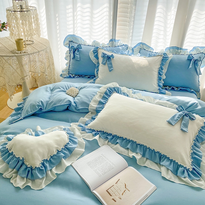 91家纺网 家纺一手货源 找家纺 唐人居 2025新款水洗棉麻梦幻系列 梦幻蓝