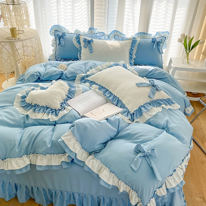 91家纺网 家纺一手货源 找家纺 唐人居 2025新款水洗棉麻梦幻系列 梦幻蓝