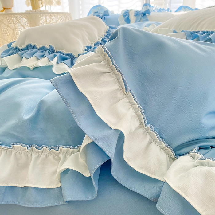 91家纺网 家纺一手货源 找家纺 唐人居 2025新款水洗棉麻梦幻系列 梦幻蓝