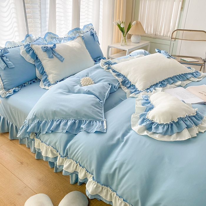 91家纺网 家纺一手货源 找家纺 唐人居 2025新款水洗棉麻梦幻系列 梦幻蓝