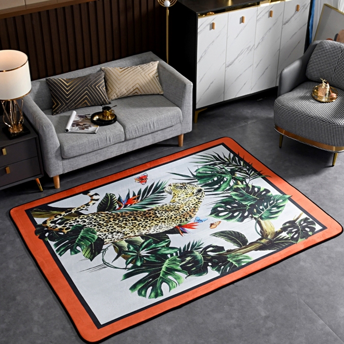 91家纺网 家纺一手货源 找家纺 爵仕 2023轻奢大地垫客厅大地毯复古 豹