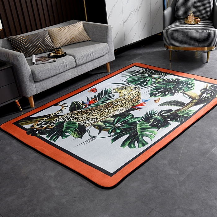 91家纺网 家纺一手货源 找家纺 爵仕 2023轻奢大地垫客厅大地毯复古 豹