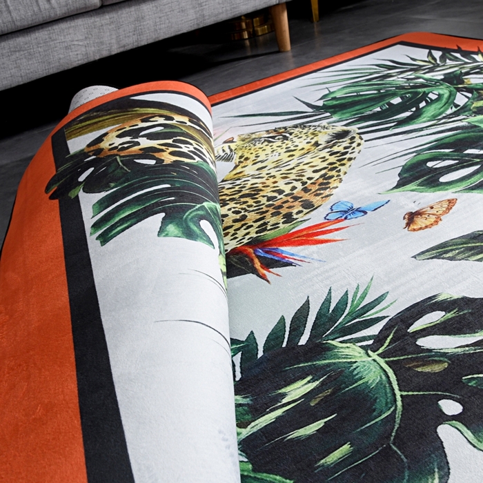 91家纺网 家纺一手货源 找家纺 爵仕 2023轻奢大地垫客厅大地毯复古 豹