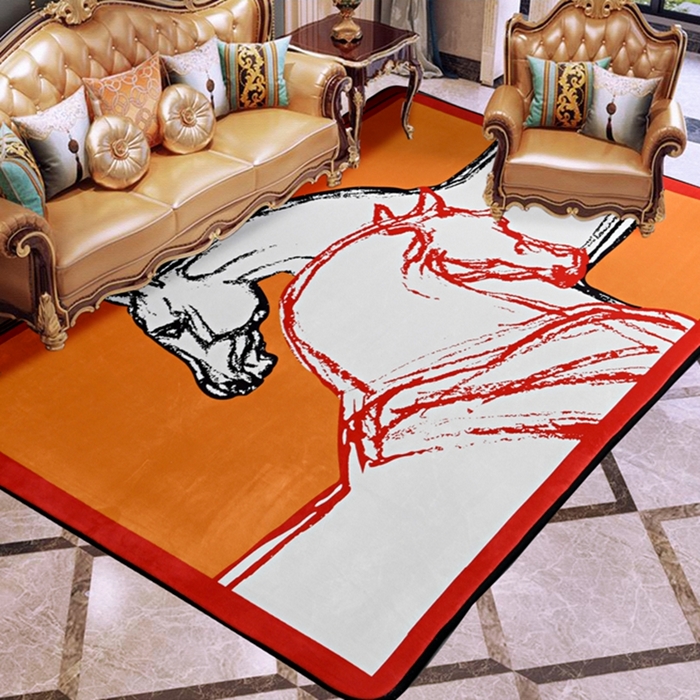 91家纺网 家纺一手货源 找家纺 爵仕 2023轻奢大地垫客厅大地毯复古 毕加索黄