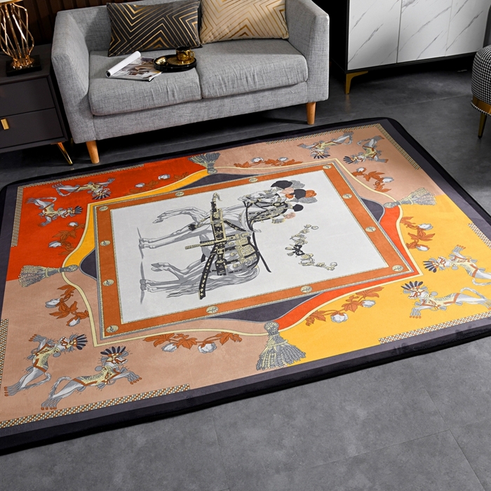 91家纺网 家纺一手货源 找家纺 爵仕 2023轻奢大地垫客厅大地毯复古 皇家车