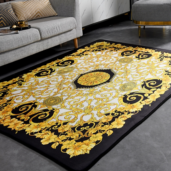 91家纺网 家纺一手货源 找家纺 爵仕 2023轻奢大地垫客厅大地毯复古 金色盛典