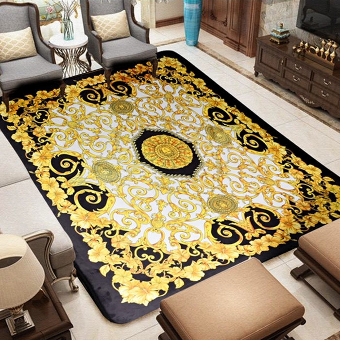 91家纺网 家纺一手货源 找家纺 爵仕 2023轻奢大地垫客厅大地毯复古 金色盛典
