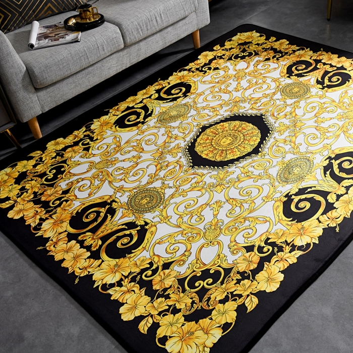 91家纺网 家纺一手货源 找家纺 爵仕 2023轻奢大地垫客厅大地毯复古 金色盛典