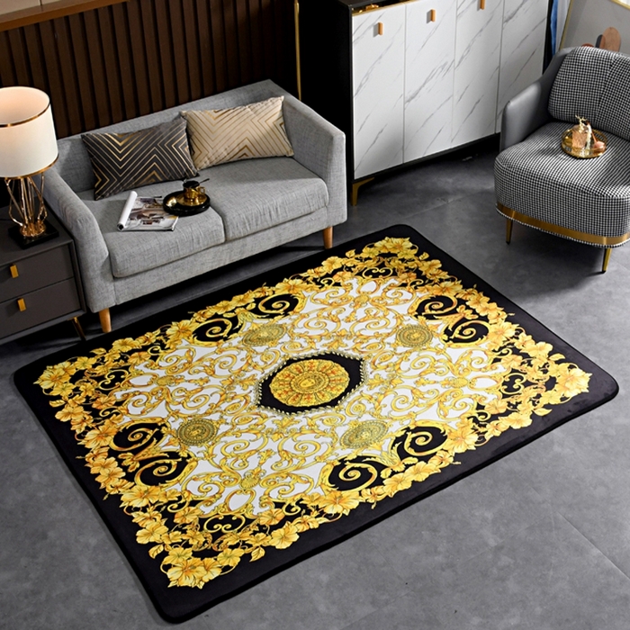 91家纺网 家纺一手货源 找家纺 爵仕 2023轻奢大地垫客厅大地毯复古 金色盛典