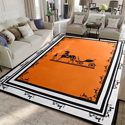 爵仕 2023轻奢大地垫客厅大地毯复古 马车