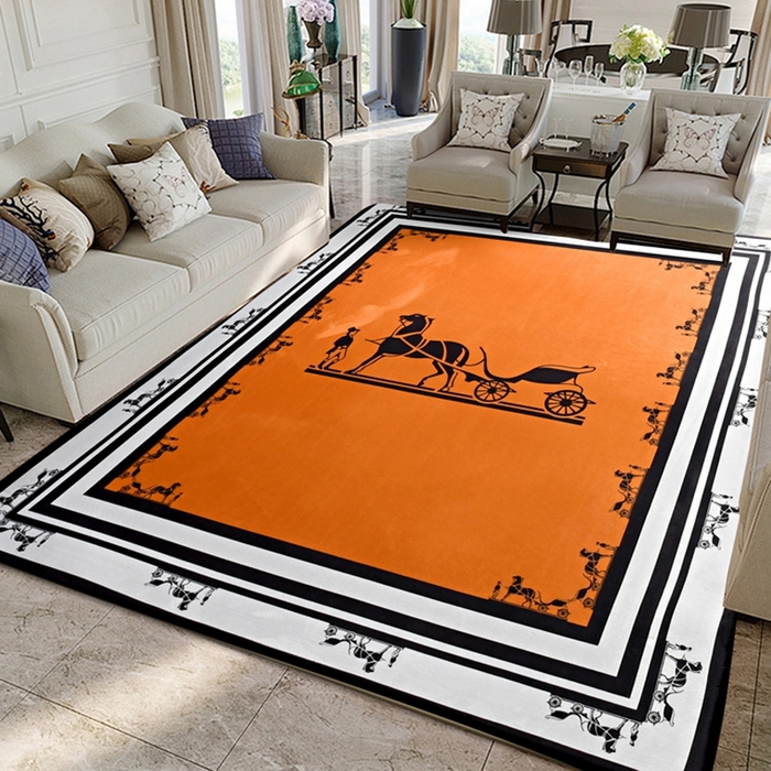 91家纺网 家纺一手货源 找家纺 爵仕 2023轻奢大地垫客厅大地毯复古 马车