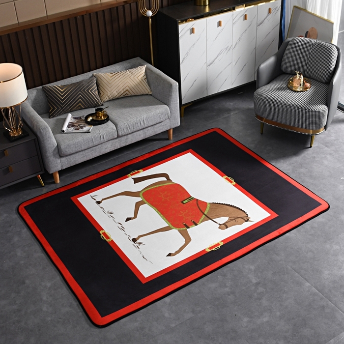 91家纺网 家纺一手货源 找家纺 爵仕 2023轻奢大地垫客厅大地毯复古 郎世宁 黑