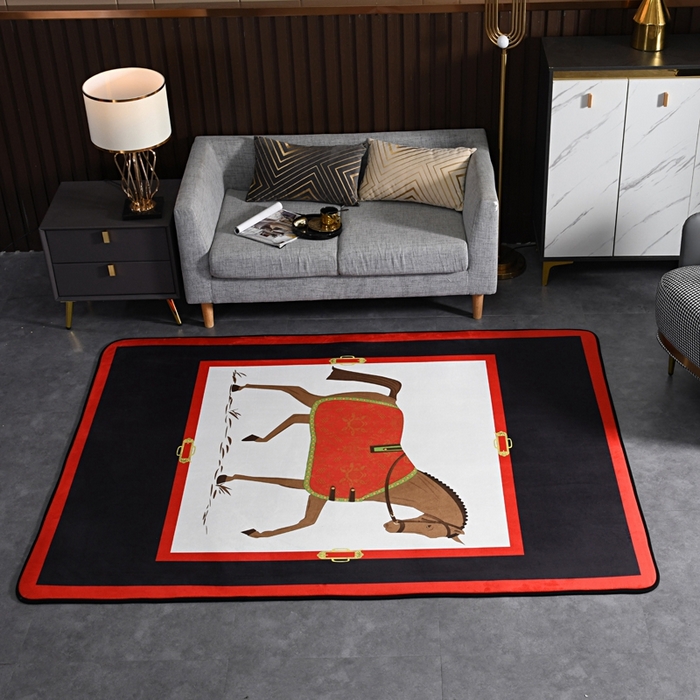 91家纺网 家纺一手货源 找家纺 爵仕 2023轻奢大地垫客厅大地毯复古 郎世宁 黑