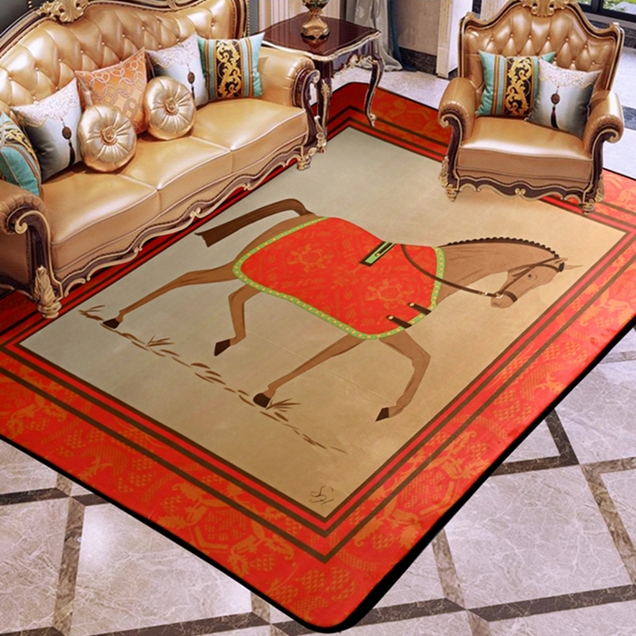 91家纺网 家纺一手货源 找家纺 爵仕 2023轻奢大地垫客厅大地毯复古 郎世宁