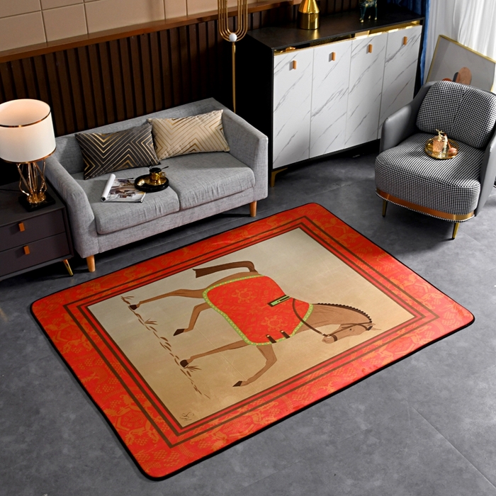 91家纺网 家纺一手货源 找家纺 爵仕 2023轻奢大地垫客厅大地毯复古 郎世宁