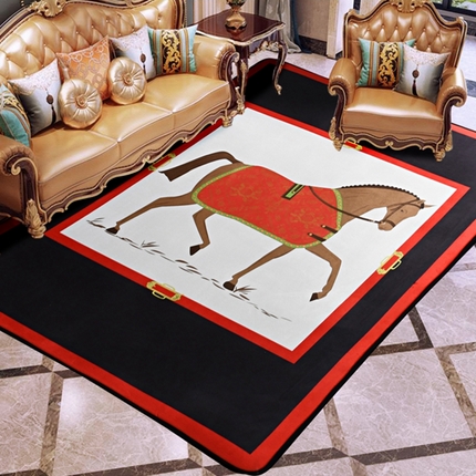 爵仕 2023轻奢大地垫客厅大地毯复古 郎世宁 黑