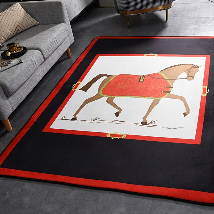 91家纺网 家纺一手货源 找家纺 爵仕 2023轻奢大地垫客厅大地毯复古 郎世宁 黑