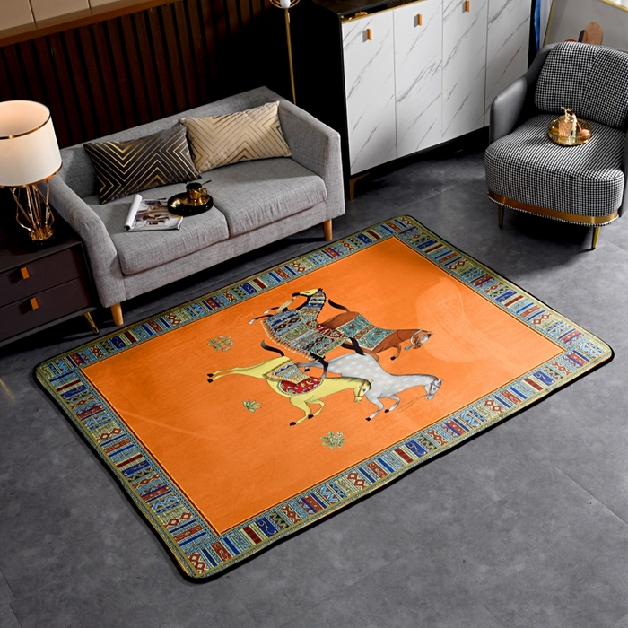 91家纺网 家纺一手货源 找家纺 爵仕 2023轻奢大地垫客厅大地毯复古 群马黄