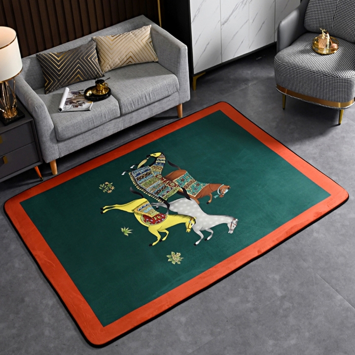 91家纺网 家纺一手货源 找家纺 爵仕 2023轻奢大地垫客厅大地毯复古 群马蓝