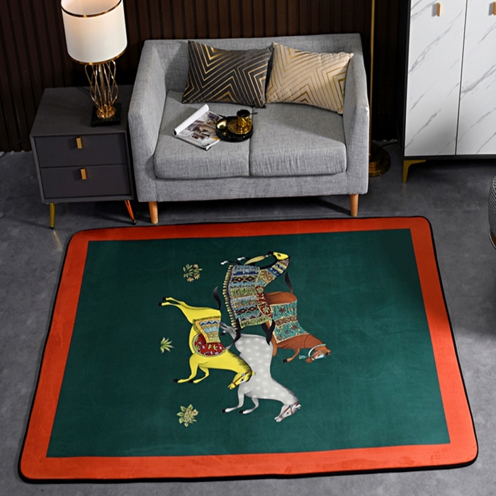 91家纺网 家纺一手货源 找家纺 爵仕 2023轻奢大地垫客厅大地毯复古 群马蓝