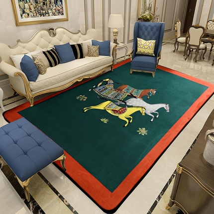 爵仕 2023轻奢大地垫客厅大地毯复古 群马蓝