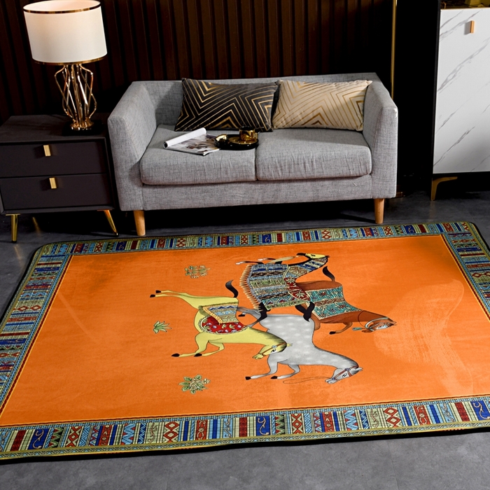 91家纺网 家纺一手货源 找家纺 爵仕 2023轻奢大地垫客厅大地毯复古 群马黄