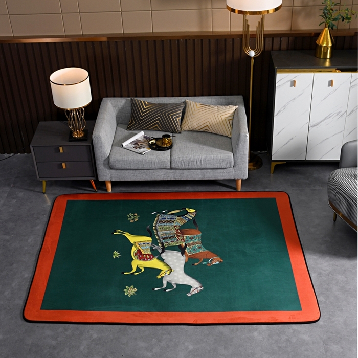 91家纺网 家纺一手货源 找家纺 爵仕 2023轻奢大地垫客厅大地毯复古 群马蓝