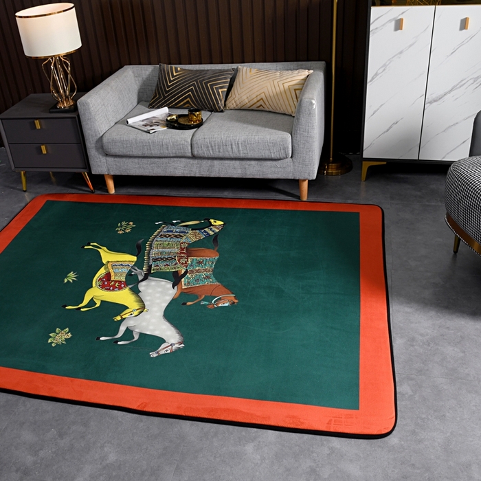 91家纺网 家纺一手货源 找家纺 爵仕 2023轻奢大地垫客厅大地毯复古 群马蓝