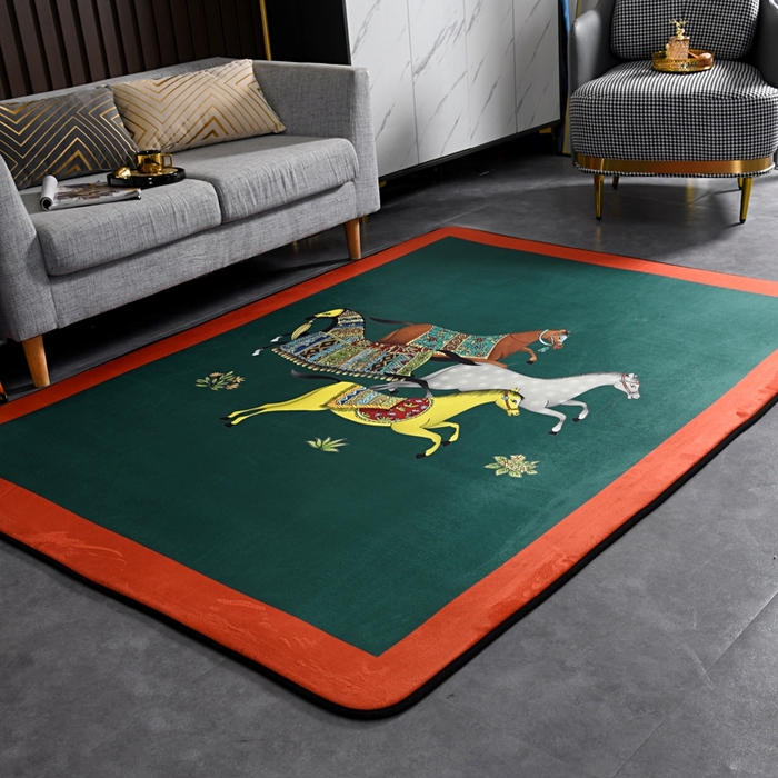 91家纺网 家纺一手货源 找家纺 爵仕 2023轻奢大地垫客厅大地毯复古 群马蓝