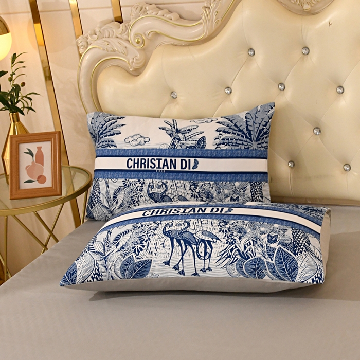 91家纺网 家纺一手货源 找家纺 爵仕 2023新款轻奢简约风全棉四件套 D家蓝