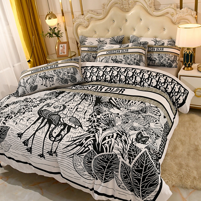 91家纺网 家纺一手货源 找家纺 爵仕 2023新款轻奢简约风全棉四件套 D家黑