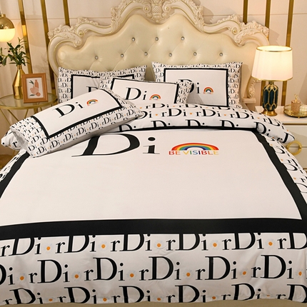 爵仕 2023新款轻奢简约风全棉四件套 彩虹白