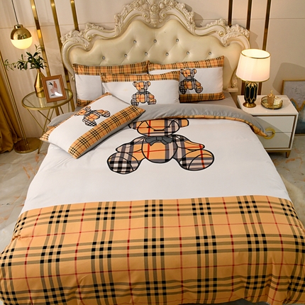 爵仕 2023新款轻奢简约风全棉四件套 格子熊