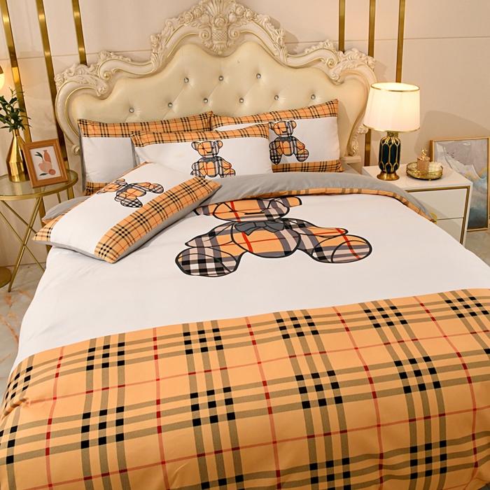 91家纺网 家纺一手货源 找家纺 爵仕 2023新款轻奢简约风全棉四件套 格子熊