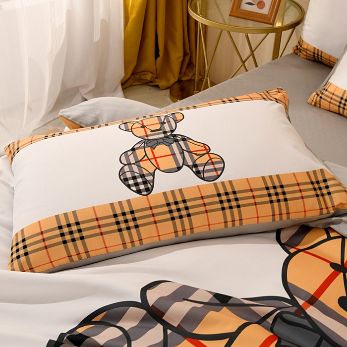 91家纺网 家纺一手货源 找家纺 爵仕 2023新款轻奢简约风全棉四件套 格子熊