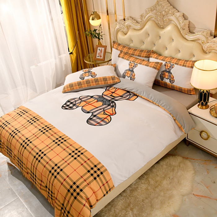 91家纺网 家纺一手货源 找家纺 爵仕 2023新款轻奢简约风全棉四件套 格子熊